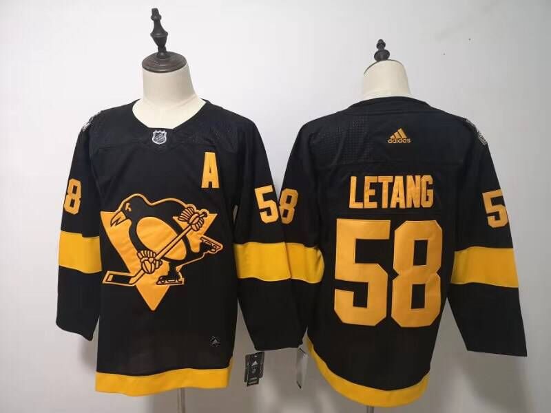 Men Pittsburgh Penguins #58 Letang Black Adidas Third Edition Adult NHL Jersey->pittsburgh penguins->NHL Jersey